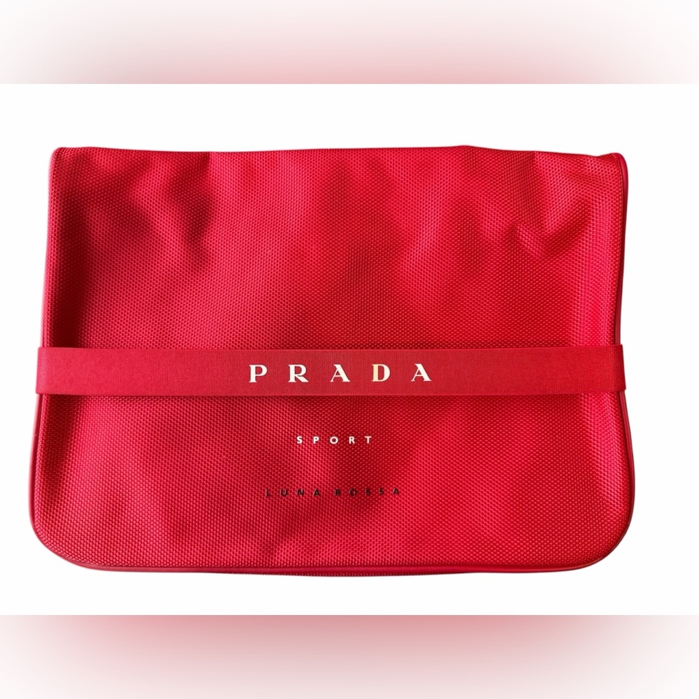 Prada Sport Linea Rossa Red Nylon Travel Organizer Zip Pouch